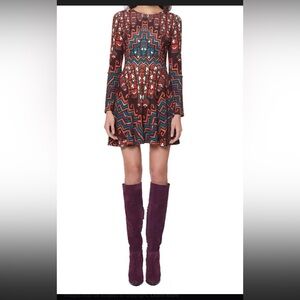 MARA HOFFMAN RUG PONTE MINI DRESS IN ORANGE MULTI size small